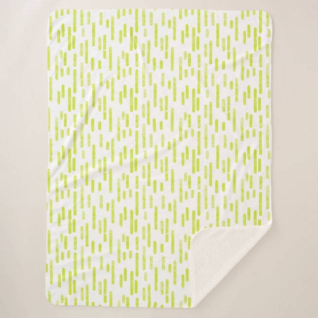 Inky Rounded Lines Pattern | Bright Lime Green Sherpa Blanket (Front)