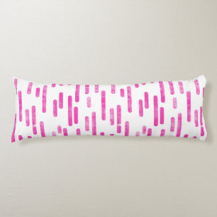Inky Rounded Lines Pattern   Bright Pink on White Body Cushion