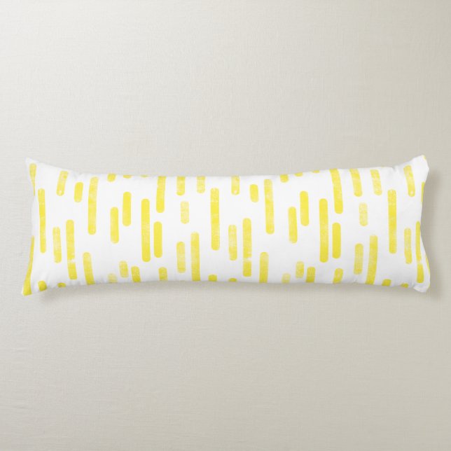 Inky Rounded Lines Pattern | Bright Yellow/White Body Cushion (Front)