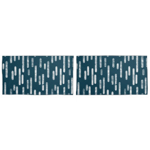 Inky Rounded Lines Pattern   Dark Blue-Green/White Pillowcase