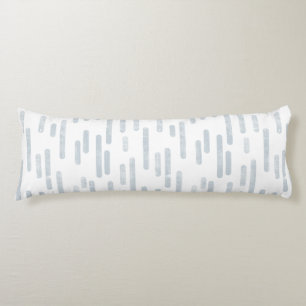 Inky Rounded Lines Pattern Dusty Blue on White Body Cushion