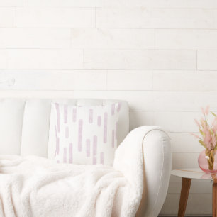 Inky Rounded Lines Pattern Dusty Pink on White Cushion