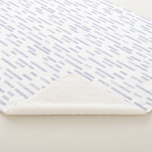 Inky Rounded Lines Pattern | Dusty Purple on White Sherpa Blanket (3/4)