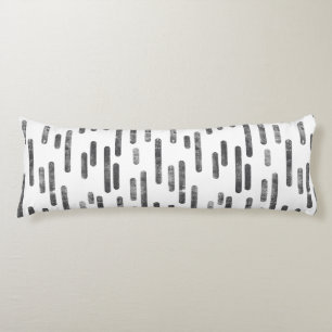 Inky Rounded Lines Pattern Graphite on White Body Cushion