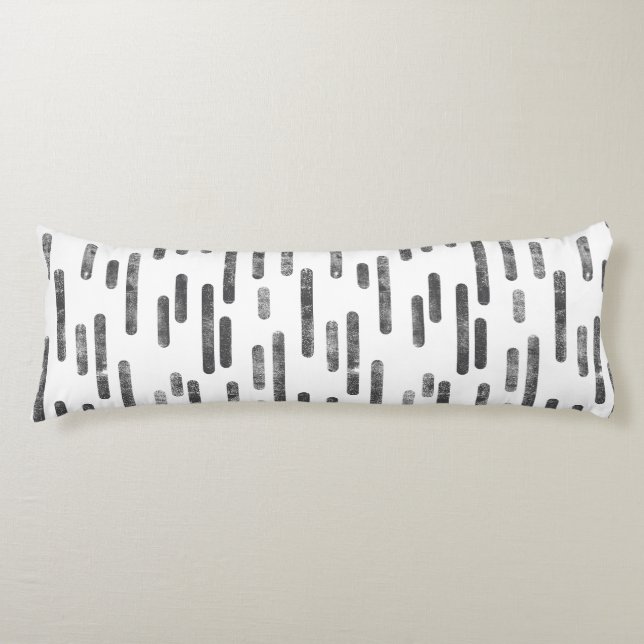 Inky Rounded Lines Pattern | Graphite on White Body Cushion (Front)
