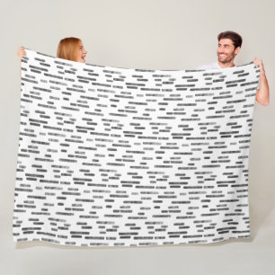 Inky Rounded Lines Pattern   Graphite on White Fleece Blanket