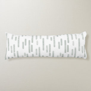 Inky Rounded Lines Pattern Grey Green on White Body Cushion