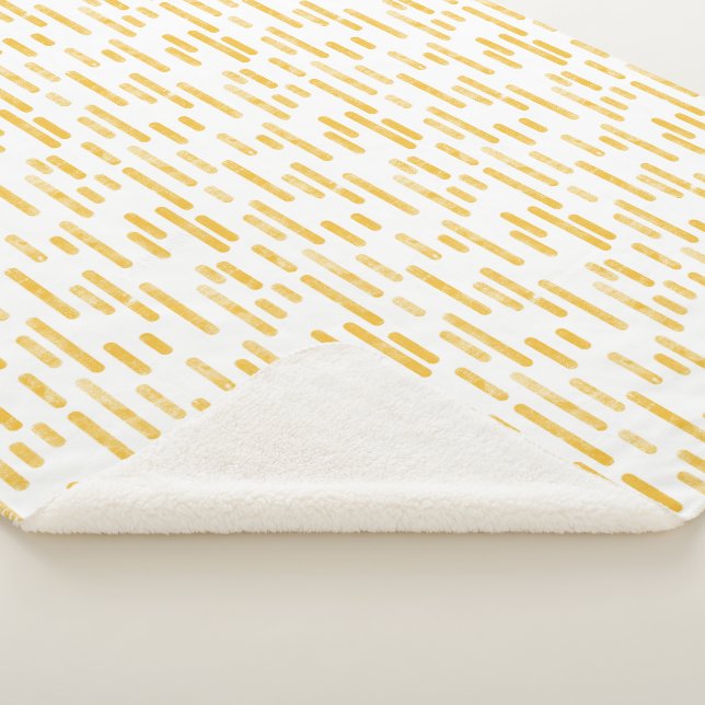 Inky Rounded Lines Pattern | Mustard Yellow/White Sherpa Blanket (3/4)