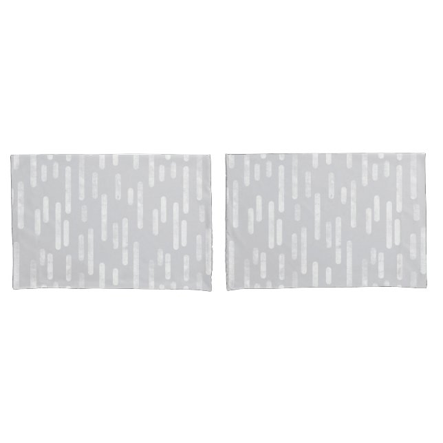 Inky Rounded Lines Pattern | Pale Grey and White Pillowcase (Front-Set)