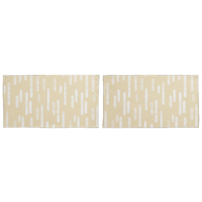 Inky Rounded Lines Pattern | Pale Yellow and White Pillowcase (Front-Set)