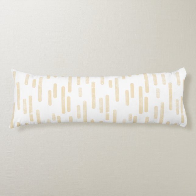 Inky Rounded Lines Pattern | Pale Yellow on White Body Cushion (Front)