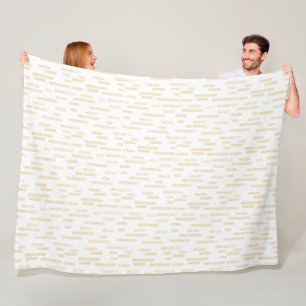 Inky Rounded Lines Pattern Pale Yellow on White Fleece Blanket