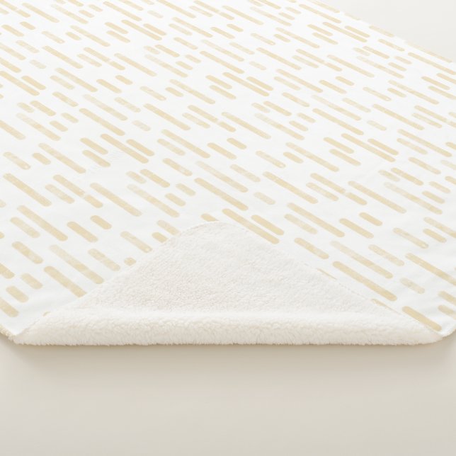 Inky Rounded Lines Pattern | Pale Yellow on White Sherpa Blanket (3/4)
