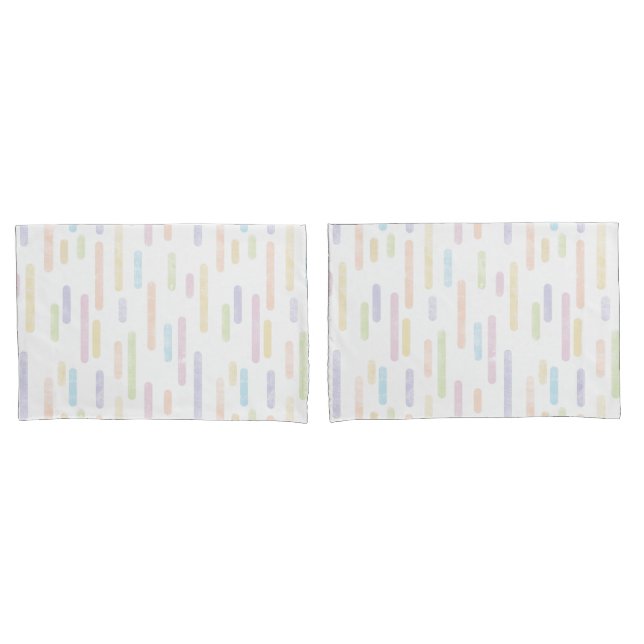 Inky Rounded Lines Pattern | Pastel Rainbow Colour Pillowcase (Front-Set)