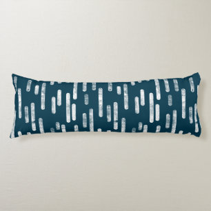 Inky Rounded Lines Pattern White/Dark Blue-Green Body Cushion