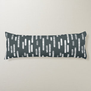 Inky Rounded Lines Pattern White/Dark Grey Green Body Cushion