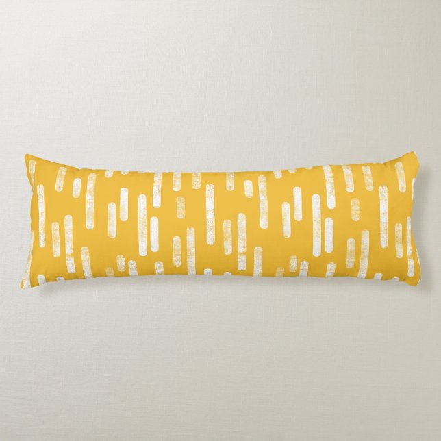 Inky Rounded Lines Pattern | White/Mustard Yellow Body Cushion (Front)