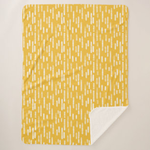 Inky Rounded Lines Pattern   White/Mustard Yellow Sherpa Blanket