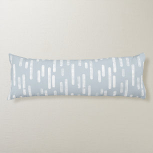 Inky Rounded Lines Pattern White on Dusty Blue Body Cushion