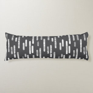 Inky Rounded Lines Pattern White on Graphite Body Cushion