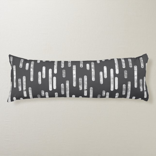 Inky Rounded Lines Pattern | White on Graphite Body Cushion (Front)