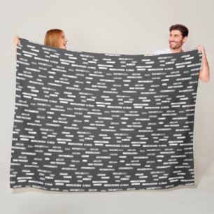 Inky Rounded Lines Pattern   White on Graphite Fleece Blanket