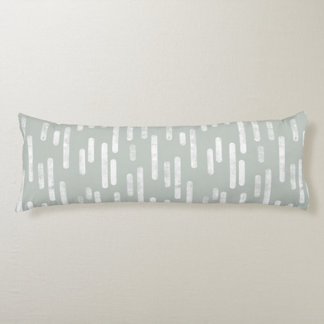 Inky Rounded Lines Pattern | White on Grey Green Body Cushion (Front)