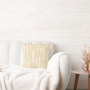 Inky Rounded Lines Pattern   White on Pale Yellow Cushion