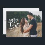 Inky script photo save the date<br><div class="desc">Inky script photo save the date monochrome save the date wedding invitation. Black and white but background colour can be changed.</div>
