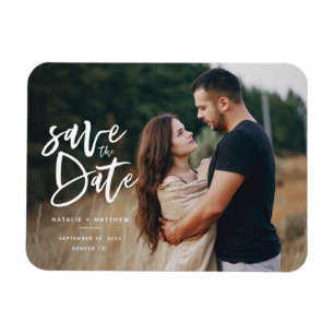 Inky script photo save the date magnet