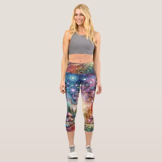 Inky Shroom Capri Leggings