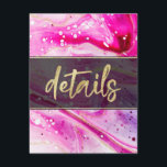 Inky Splash Pink Marble and Gold foil Details Enclosure Card<br><div class="desc">Inky Splash Pink Marble with Gold foil Painted Alcohol Ink background texture, gold foil look veins and streaky lines, and lots of cells and dots. A super trendy ultra Modern Luxe Look for any season, with bright colourful colour palette : Black, hot pink, blush pink, magenta, purple, White, and gold,...</div>