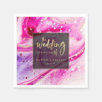 Inky Splash Pink Marble with Gold foil Wedding