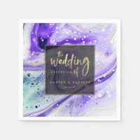 Inky Splash Purple Marble with Gold foil Wedding