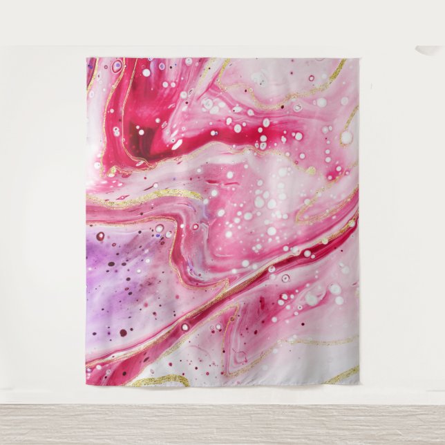 Inky Splash Wine Red Marble Photo Booth Backdrop Tapestry (Front)