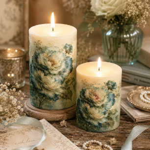 Inky Teal Vintage Botanical Rose Decoupage Tissue Paper