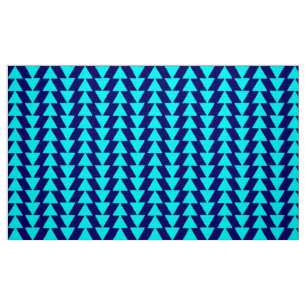 Inky Triangles - Cyan on Dark Blue Fabric