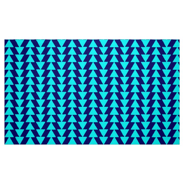 Inky Triangles - Cyan on Dark Blue Fabric (Fat Quarter)