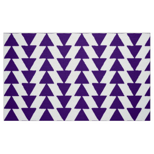 Inky Triangles - Deep Purple on White Fabric