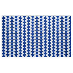 Inky Triangles - Navy Blue on White Fabric