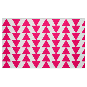 Inky Triangles - Neon Red on White Fabric