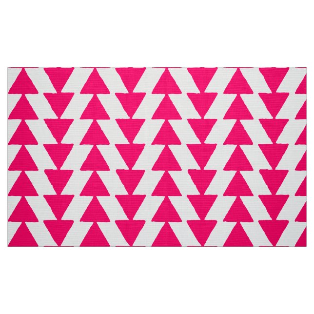 Inky Triangles - Neon Red on White Fabric (Fat Quarter)