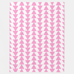 Inky Triangles - Pink and White Fleece Blanket