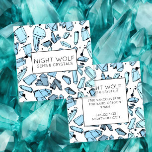Inky Watercolor Quartz Crystals Magical Pattern  Square Business Card