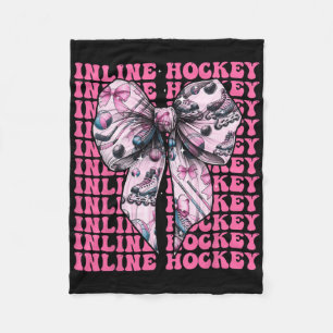 Inline Hockey Player Girl Coquette Bow Pink Ribbon Fleece Blanket