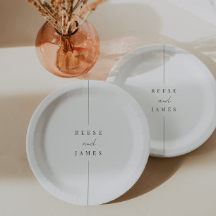 Inline   Modern Minimal Personalised Wedding Paper Plate