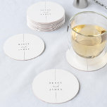 Inline | Modern Minimal Personalised Wedding Round Paper Coaster<br><div class="desc">A beautiful minimalist typography based wedding design featuring your names in classic lettering,  joined with modern handwritten script accent lettering.</div>