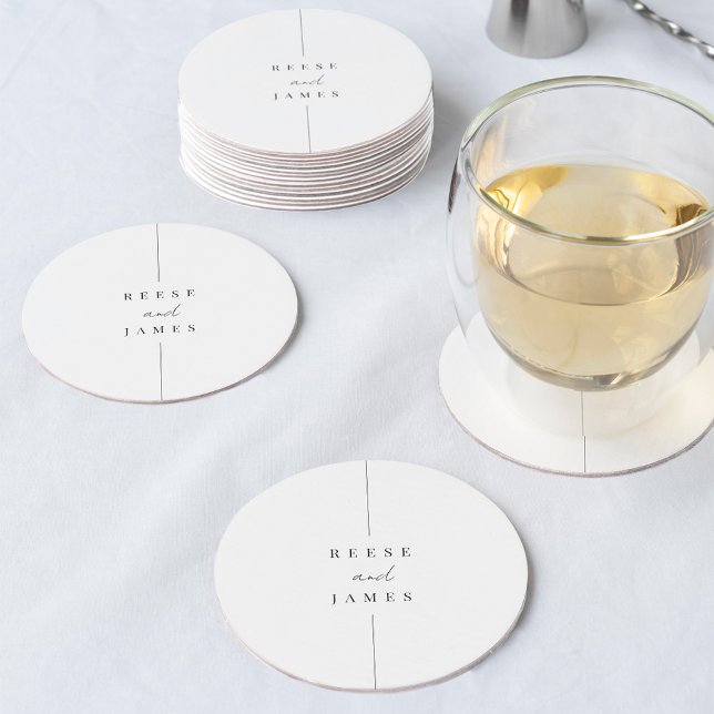Inline | Modern Minimal Personalised Wedding Round Paper Coaster (Creator Uploaded)