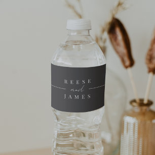 Inline Modern Minimal Wedding Water Bottle Label