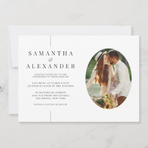 Inline Photo Modern White QR Code Budget Wedding Invitation